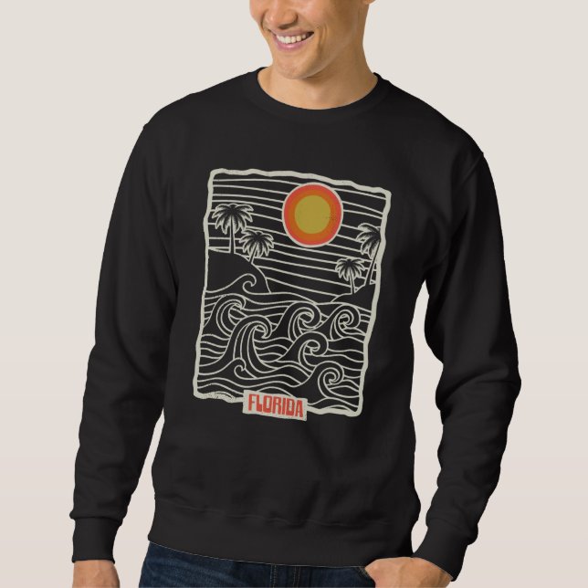 70s 80s CA Retro Beach Waves Ocean Sunset Florida Sweatshirt (Vorderseite)