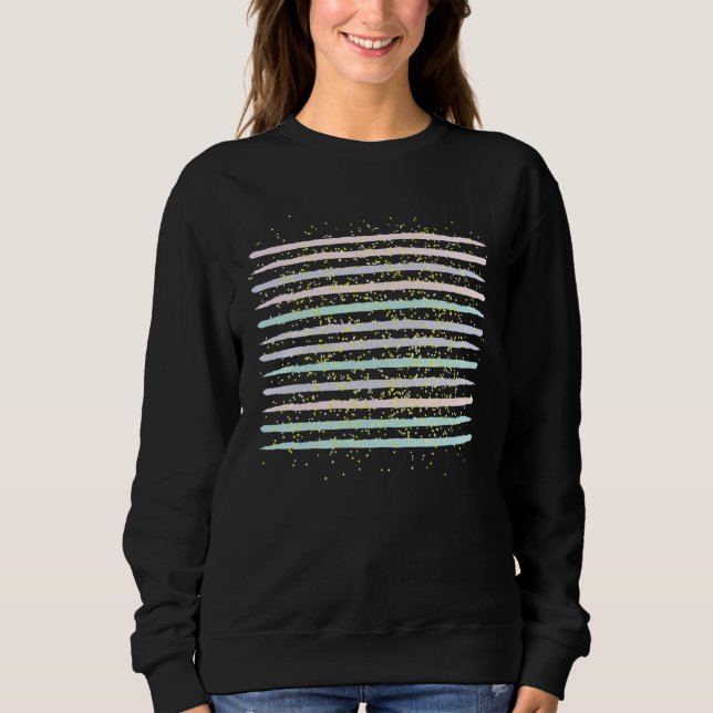 70's & 80's Rainbow Pastel Watercolor Striped Retr Sweatshirt (Vorderseite)