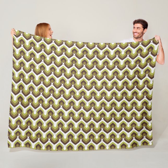 70s Bold Modern Retro Ogee Motif in Greens Fleecedecke (Beispiel)