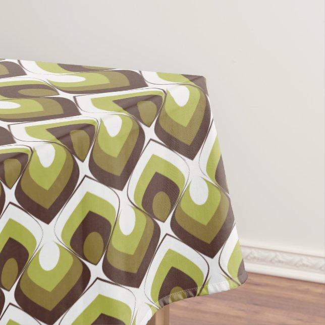 70s Bold Modern Retro Ogee Motif in Greens Tischdecke (Beispiel)