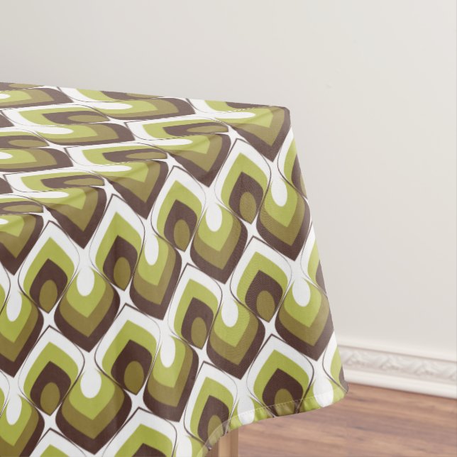 70s Bold Modern Retro Ogee Motif in Greens Tischdecke (Beispiel)