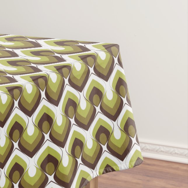 70s Bold Modern Retro Ogee Motif in Greens Tischdecke (Beispiel)