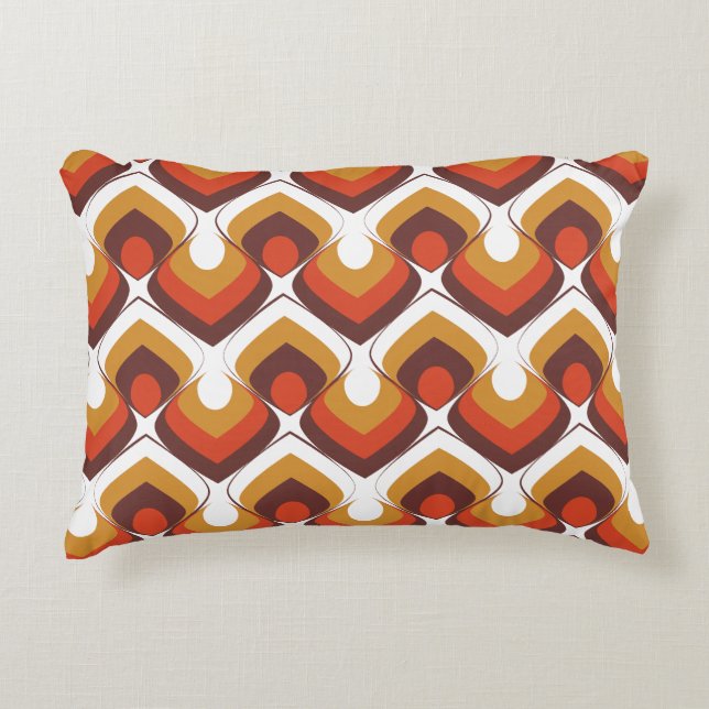 70s Bold Retro Modern Motif in Orange & Brown Dekokissen (Vorderseite)