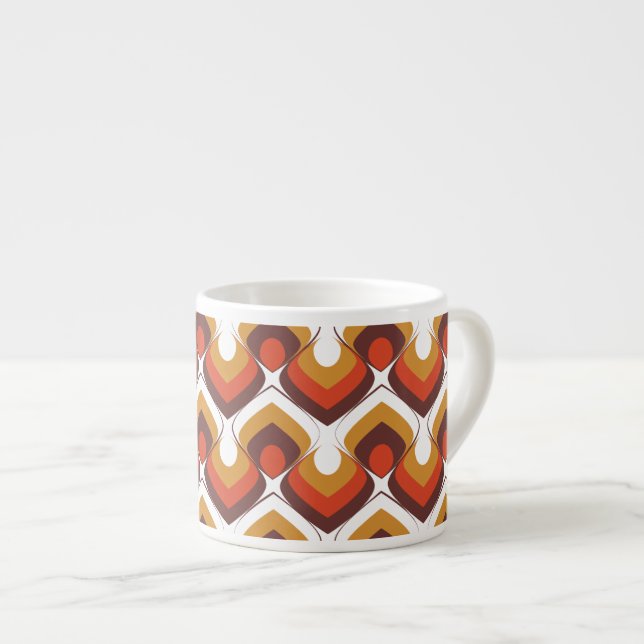 70s Bold Retro Modern Motif in Orange & Brown Espressotasse (Vorderseite Rechts)