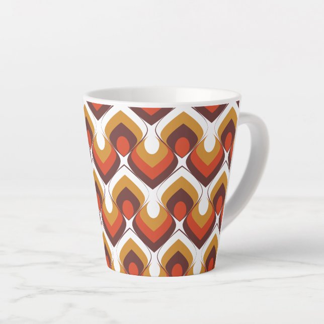 70s Bold Retro Modern Motif in Orange & Brown Milchtasse (Rechte Ecke)