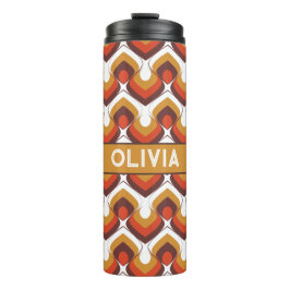70s Bold Retro Modern Motif in Orange & Brown Thermosbecher