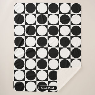 70s Checks and Circles Black and White Sherpadecke