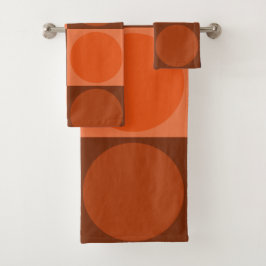 70s Checks and Circles Flame Orange Badhandtuch Set