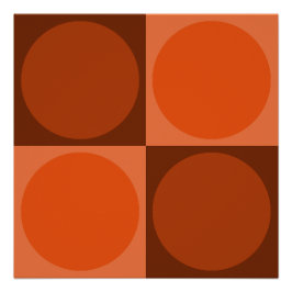 70s Checks and Circles Flame Orange Poster