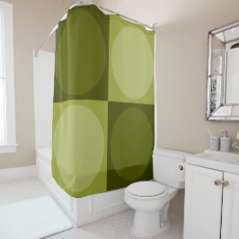 70s Checks and Circles Green Duschvorhang