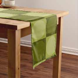 70s Checks and Circles Green Großer Tischläufer