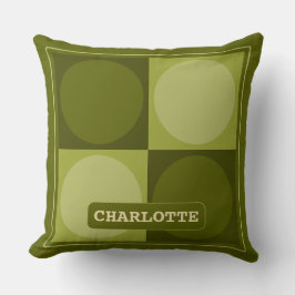 70s Checks and Circles Green Kissen