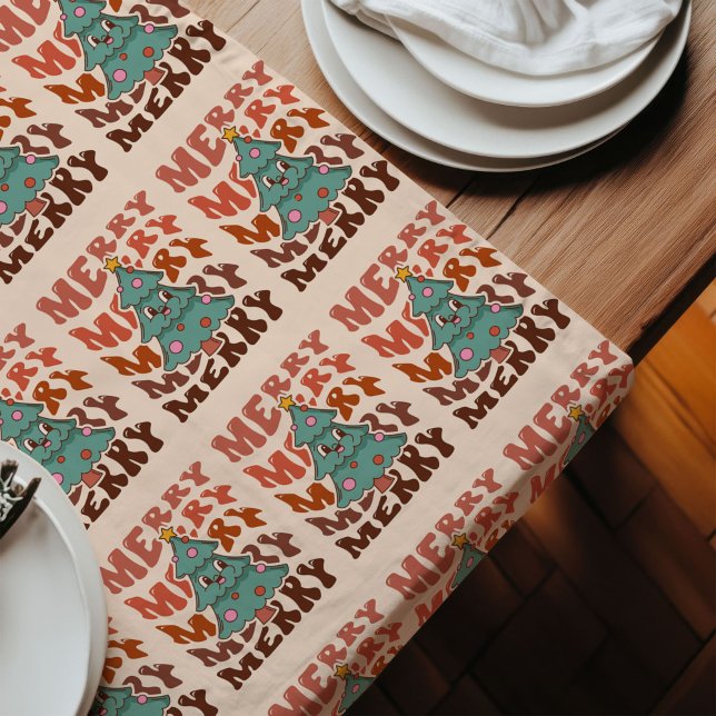 70s Christmas Runner Peace Love Pastel Décor Großer Tischläufer (70s Christmas Runner Peace Love Pastel Décor)