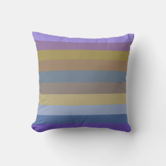 70s Horizontal Stripes in Lilac, Mustard & Caramel Kissen