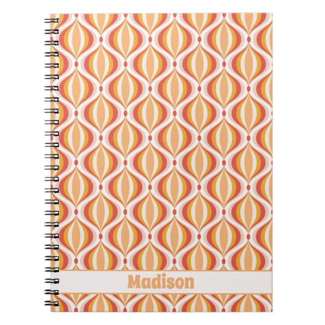 70s nostalgia notebook groovy optical pattern notizblock (Vorderseite)