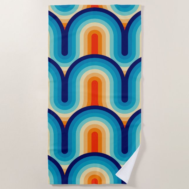 70s Rainbow Curves Strandtuch (Vorderseite)