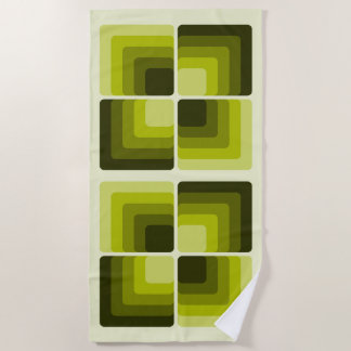 70s Rainbow Squares Monochrome Green Strandtuch