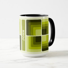70s Rainbow Squares Monochrome Green Tasse