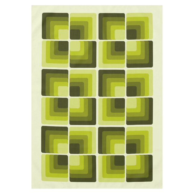 70s Rainbow Squares Monochrome Green Tischdecke (Vorderseite)