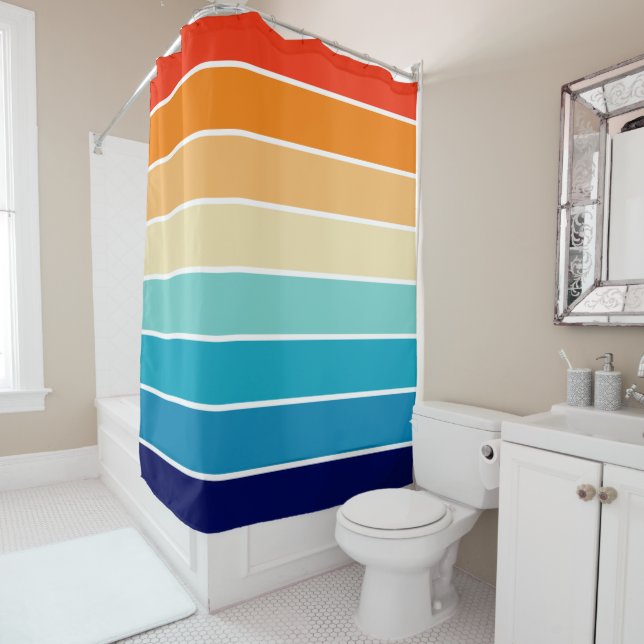 70s Rainbow Stripes Duschvorhang (Beispiel)