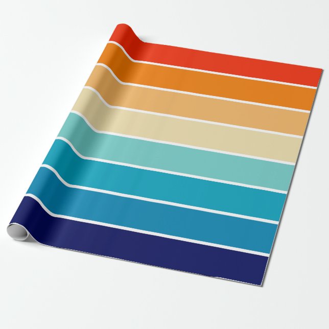 70s Rainbow Stripes Geschenkpapier (Ungerollt)