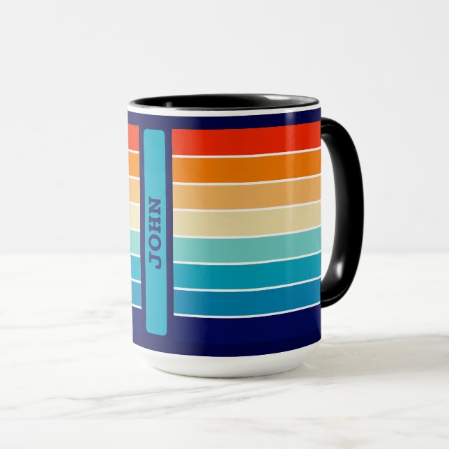 70s Rainbow Stripes Tasse (VorderseiteRechts)