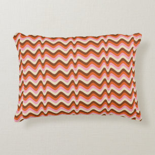 70s retro brown and pink wave pattern  dekokissen