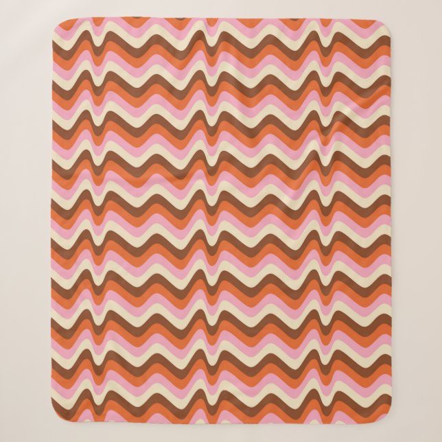 70s retro brown and pink wave pattern  sherpadecke (Vorderseite)