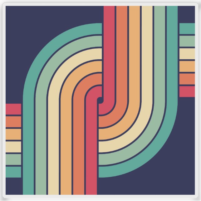 70s Retro Geometric Design Aufkleber (Vorderseite)