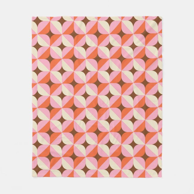 70s Retro Geometric Vintage Pattern Fleecedecke (Vorderseite)