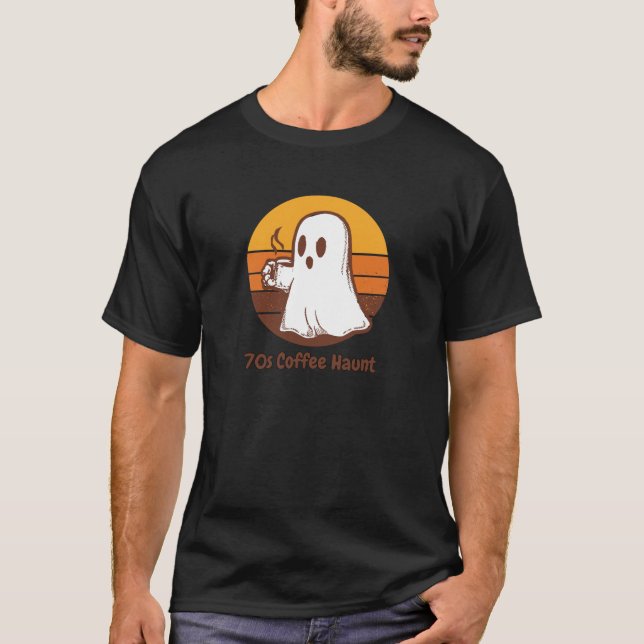70s Retro Ghost Coffee Haunt T-Shirt (Vorderseite)