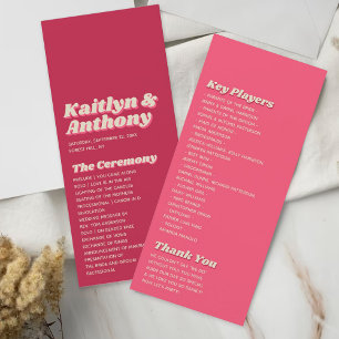 70's Retro Groovy Viva Magenta Wedding Programm
