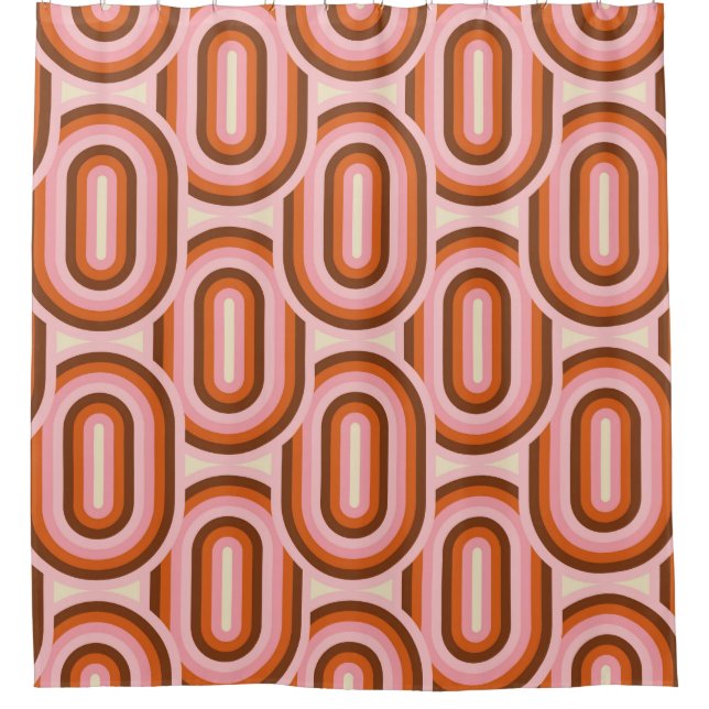 70's Retro Seamless Pattern. 60s and 70s Aesthetic Duschvorhang (Vorderseite)