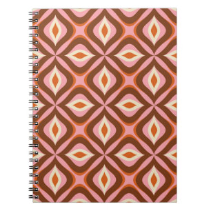 70s Retro Seamless Pattern in Orange,  Brown,  Pin Notizblock