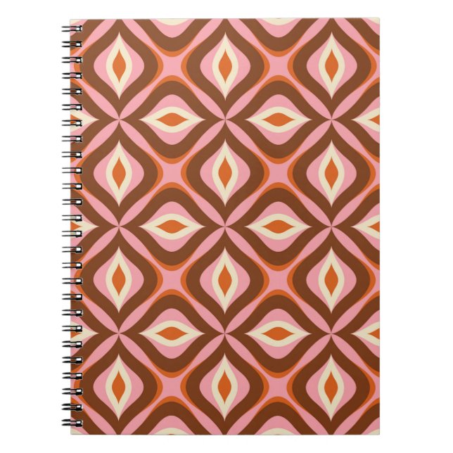 70s Retro Seamless Pattern in Orange,  Brown,  Pin Notizblock (Vorderseite)