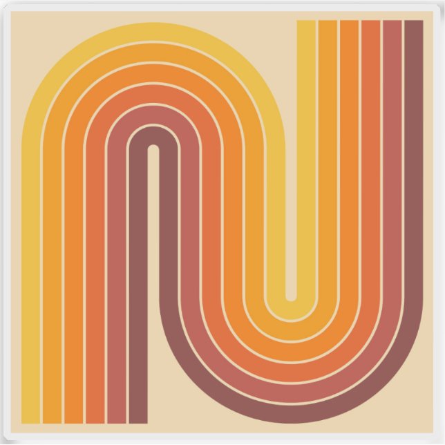 70s Retro Vintage Style Geometric Design Aufkleber (Vorderseite)