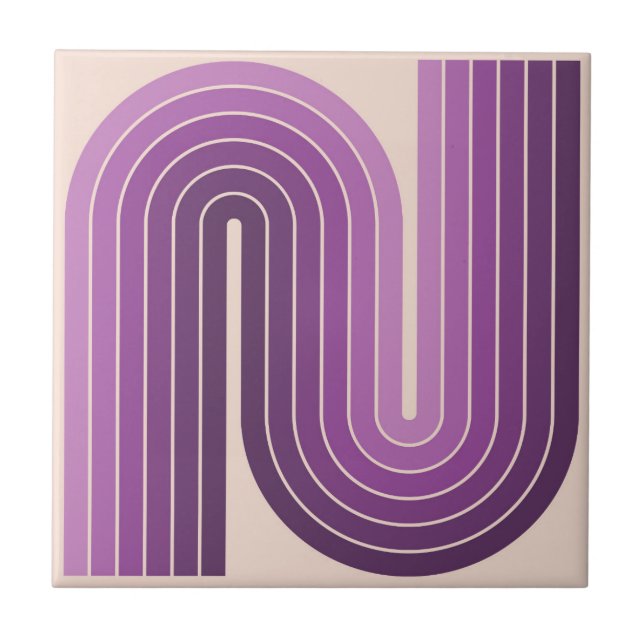 70s Retro Vintage Style Geometric Design Fliese (Vorderseite)