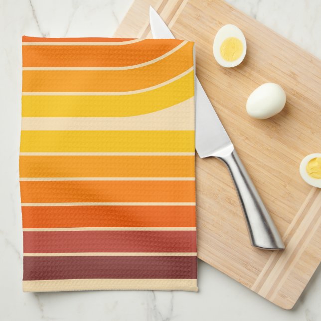 70s Retro Vintage Style Geometric Design Geschirrtuch (Viertel Falte)