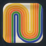 70s Retro Vintage Style Geometric Design Pappteller<br><div class="desc">Colorful 1970s Style Retro Vintage Geometric Design.</div>