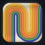 70s Retro Vintage Style Geometric Design Pappteller<br><div class="desc">Colorful 1970s Style Retro Vintage Geometric Design.</div>