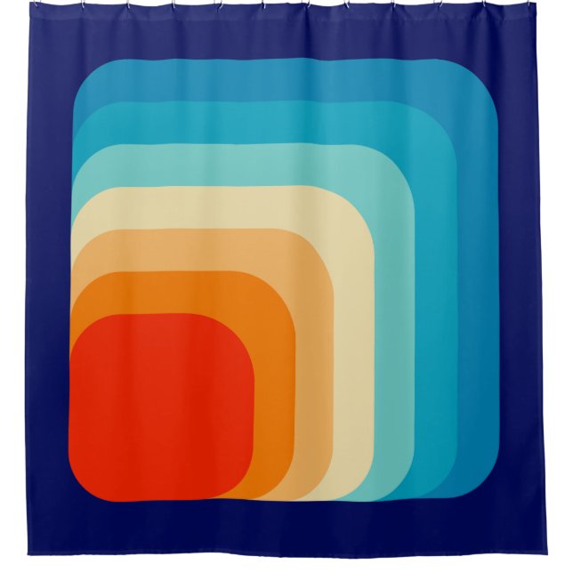 70s Square Rainbow Duschvorhang (Vorderseite)