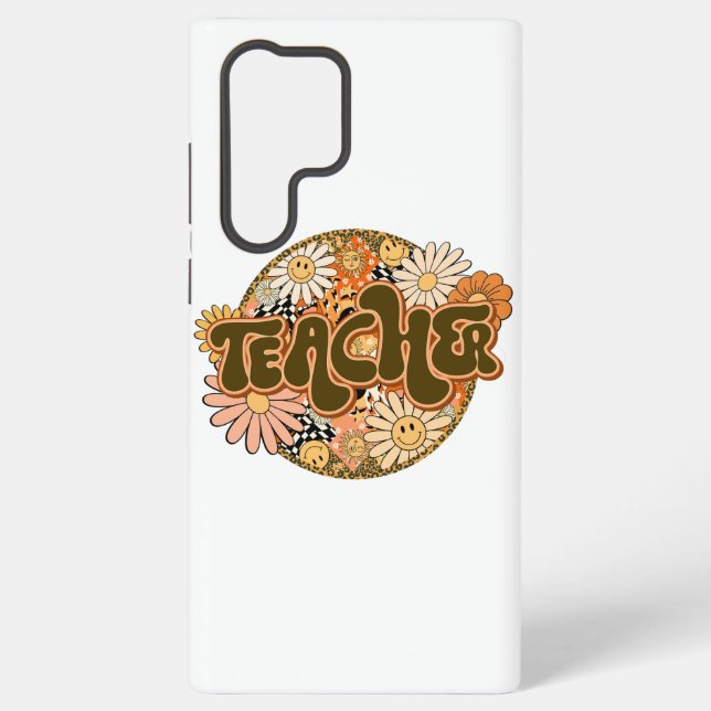 70s Style Floral "Teacher" Appreciation Samsung Galaxy Hülle (Rückseite)