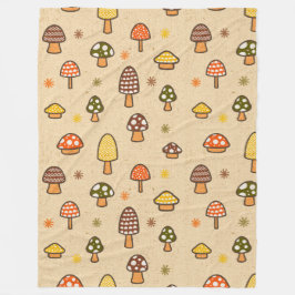 70s Style Retro Mushrooms Fleecedecke