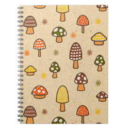 70s Style Retro Mushrooms Spiral Notebook Notizblock