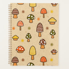 70s Style Retro Mushrooms Spiral Notebook Planer