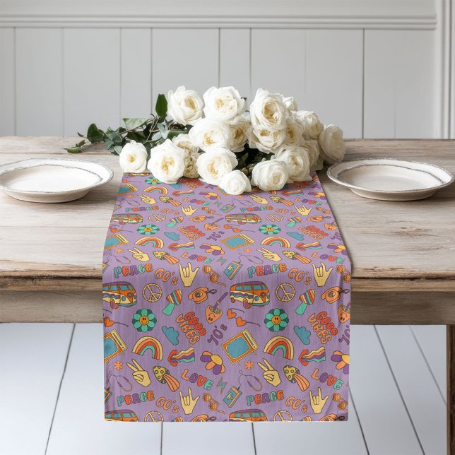 70s Style Runner Groovy Pastel Table Accent Großer Tischläufer (70s Style Runner Groovy Pastel Table Accent)