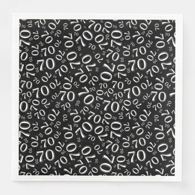 70th Age Random Number Pattern Black/White Serviette (Vorderseite)