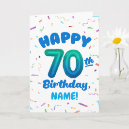 70th Balloon Number Custom Name Birthday Card Karte