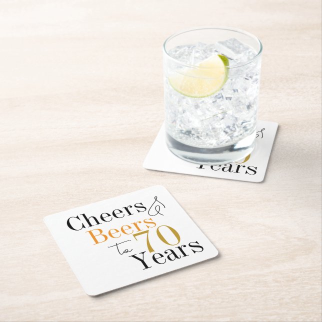 70th Birthday Beers and Cheers Party Rechteckiger Pappuntersetzer (Vor Ort)
