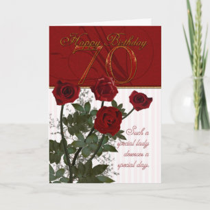 70th Birthday Card With Roses Karte
